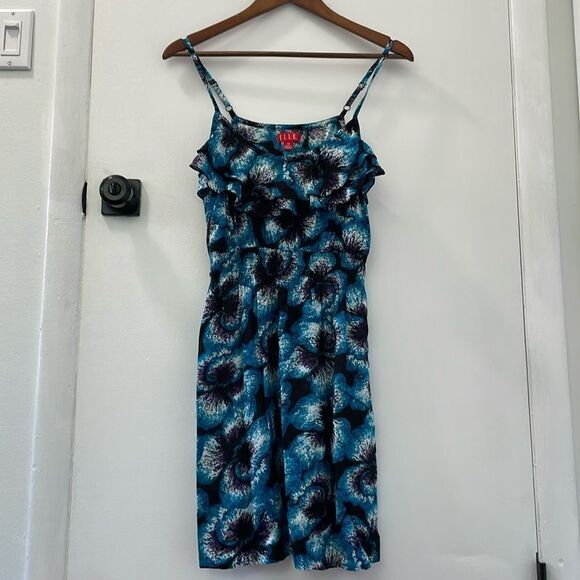 Elle Dresses & Skirts - Elle Womens Black Blue Strappy Sun Dress Sz XS